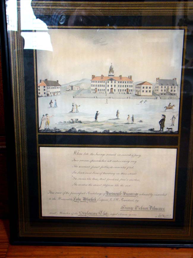 A fabulous reproduction of the pen, ink and watercolor painting of Dartmouth University done by George Ticknor, aged 11, in July 1803. — image 2